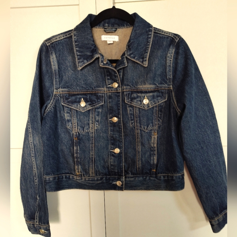 Topshop demin jean jacket sz 8 new tag Trucker Style Trendy Quality Made